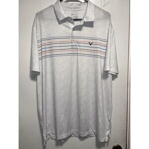 Callaway Men's Opti-Dri Striped Gray Short‎ Sleeve Stretch Polo Shirt Sz. L